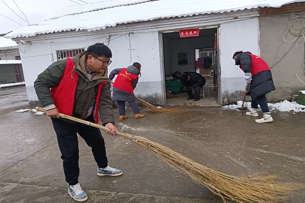 湖边村组织党员开展除雪活动