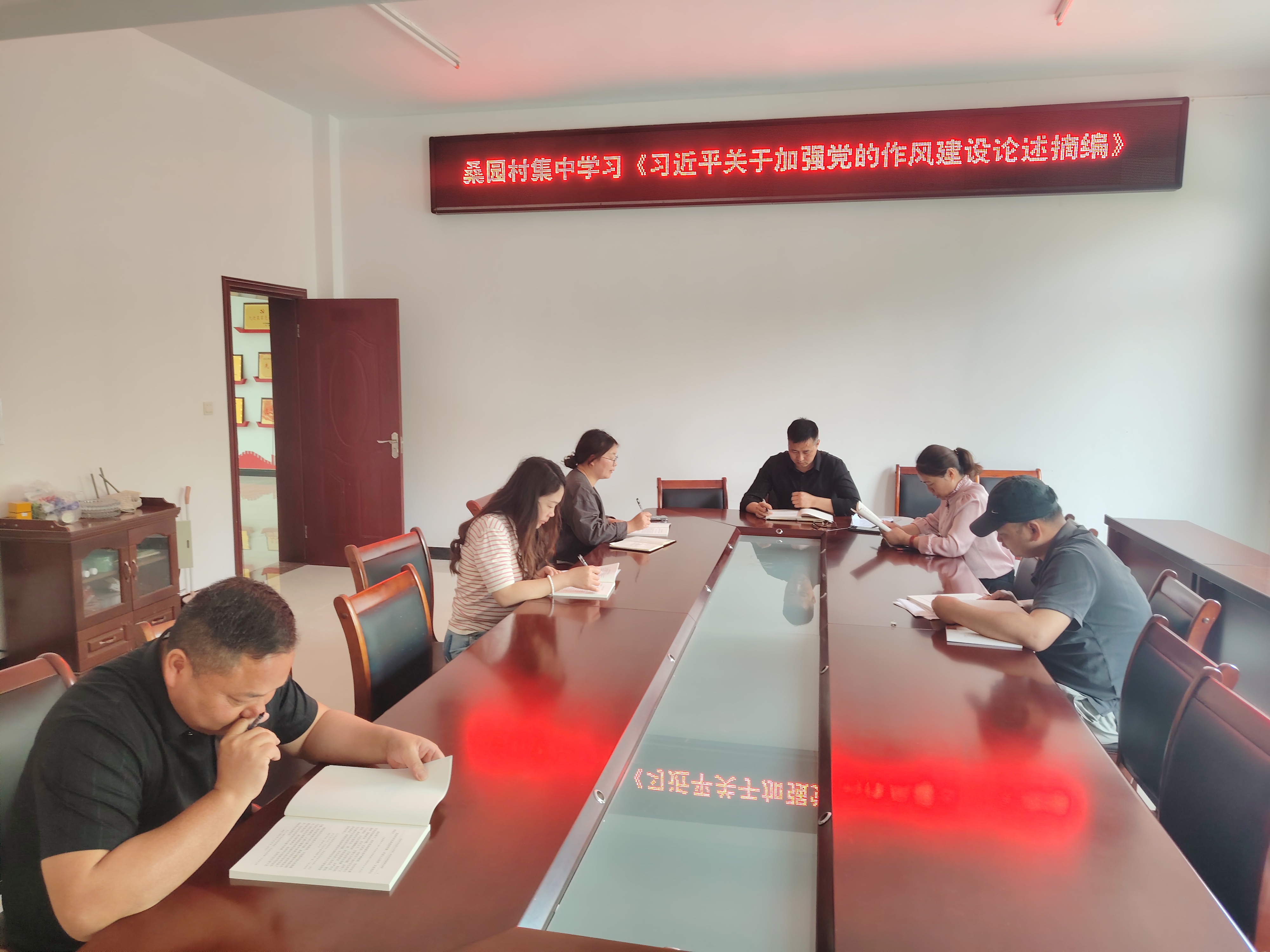 桑园村村两委集中学习《习近平关于加强党的作风建设论述摘编》